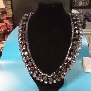 Bill Blass Silver and Black Statement Necklace